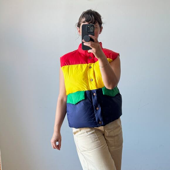 MOTHER NWT The Pillow Talk Tri Color Puffer Vest in Building Block - Picture 1 of 11